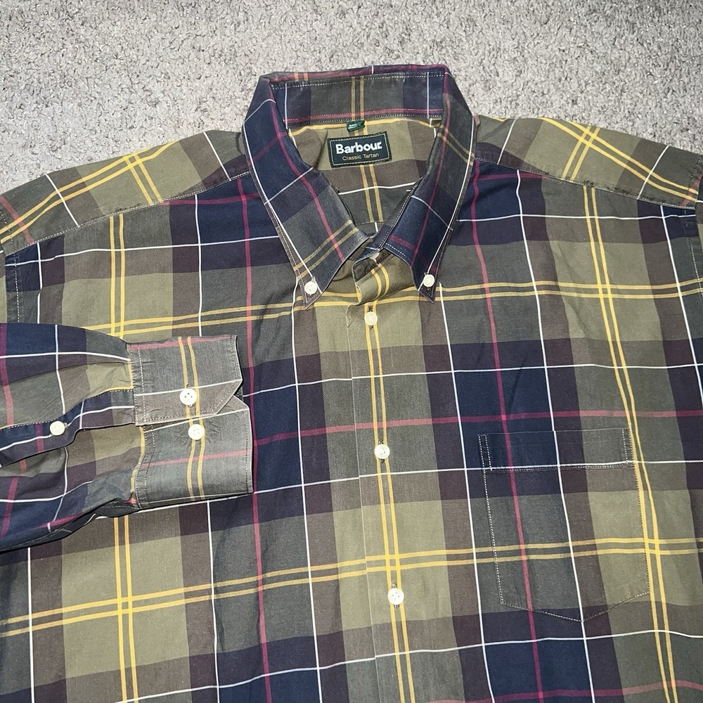 Barbour Shirt Plaid Long Sleeve Button Down Multicolor Tailored Fit Mens 3XL